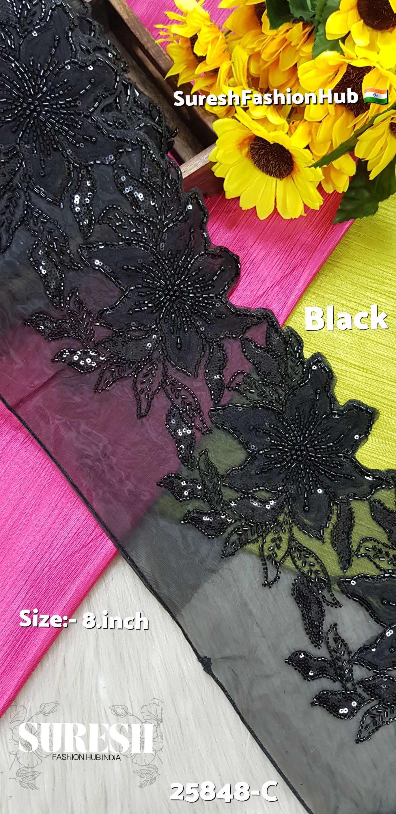 Black Royal Cutdana Embellished Lace