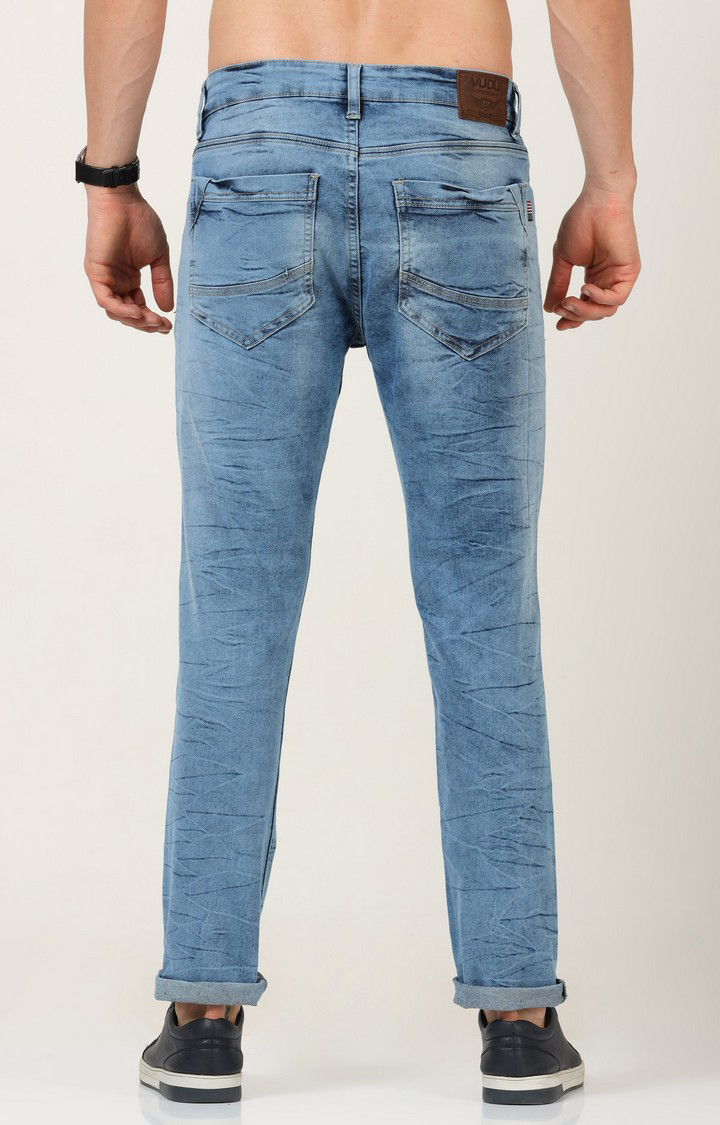 Men's Blue Cotton Straight Jeans