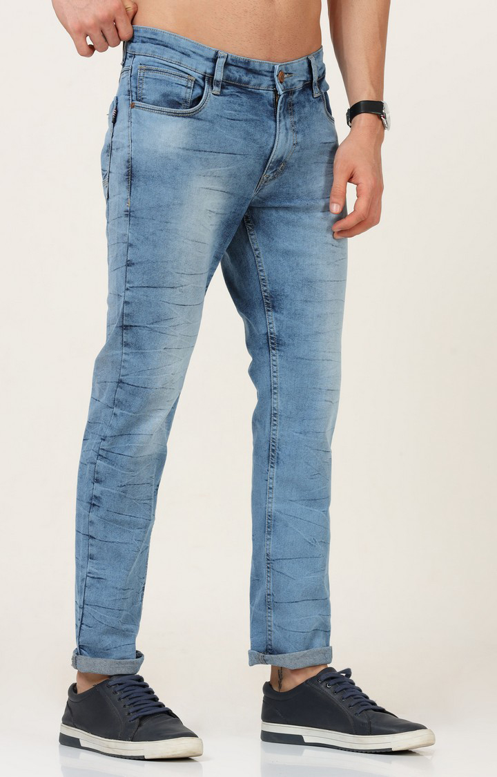 Men's Blue Cotton Straight Jeans