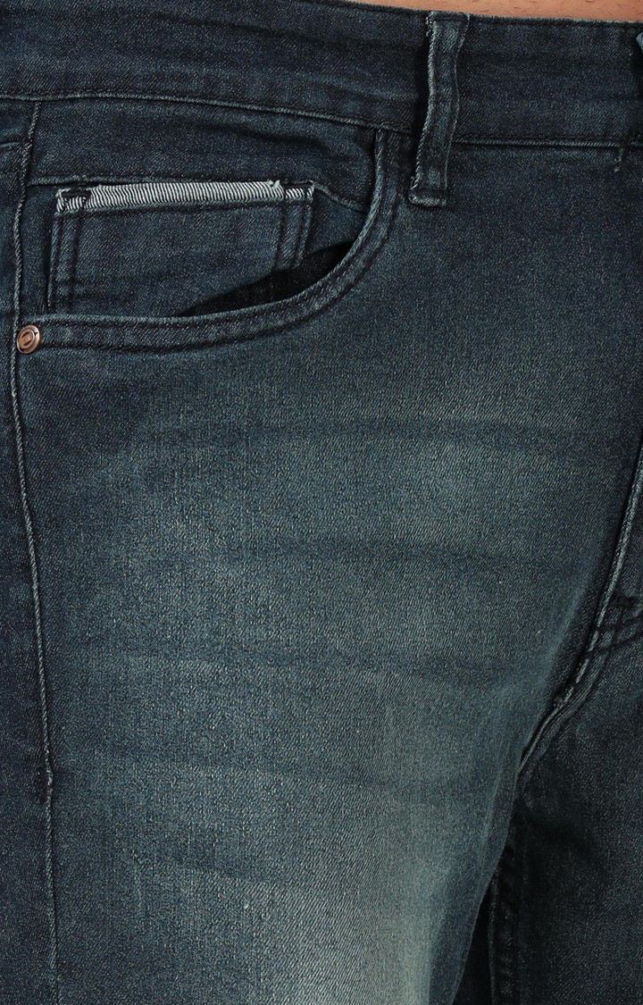 Men's Navy Blue Cotton Straight Jeans