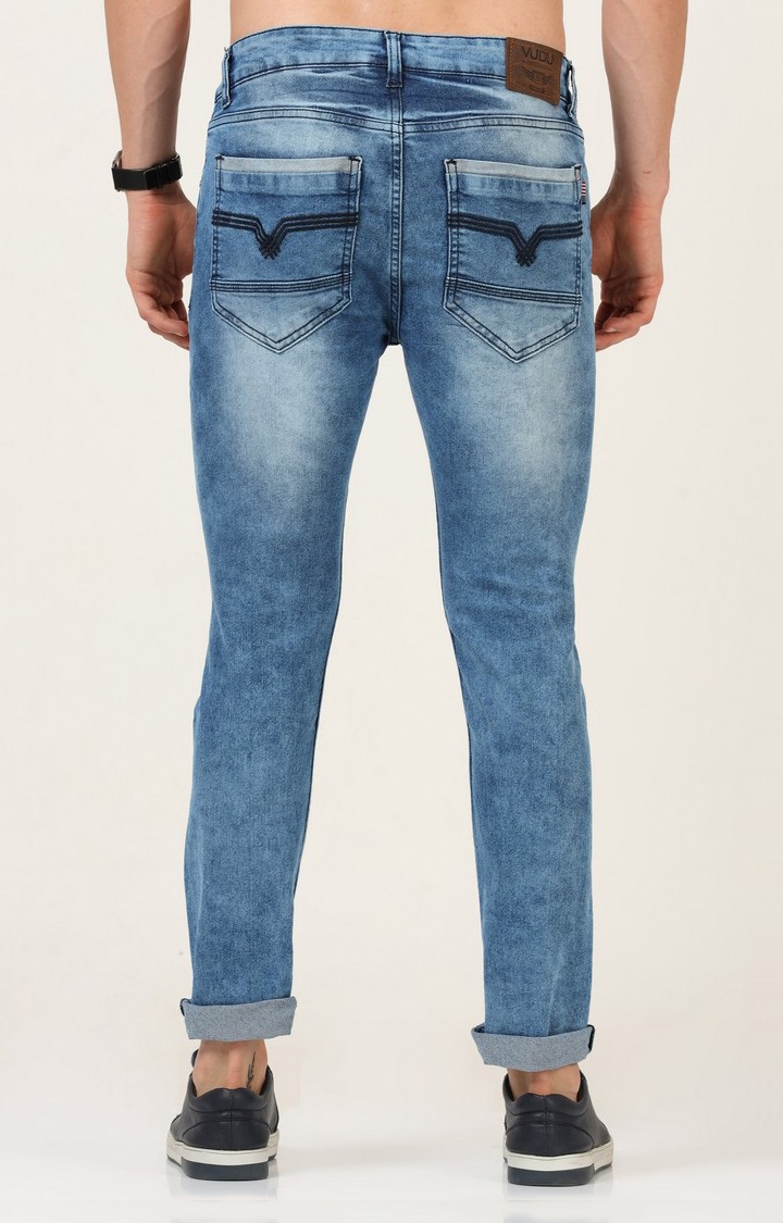 Men's Blue Cotton Slim Jeans
