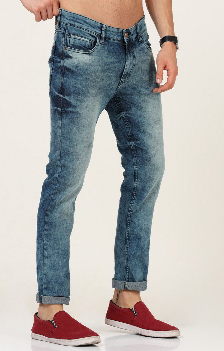 Men's Blue Cotton Slim Jeans