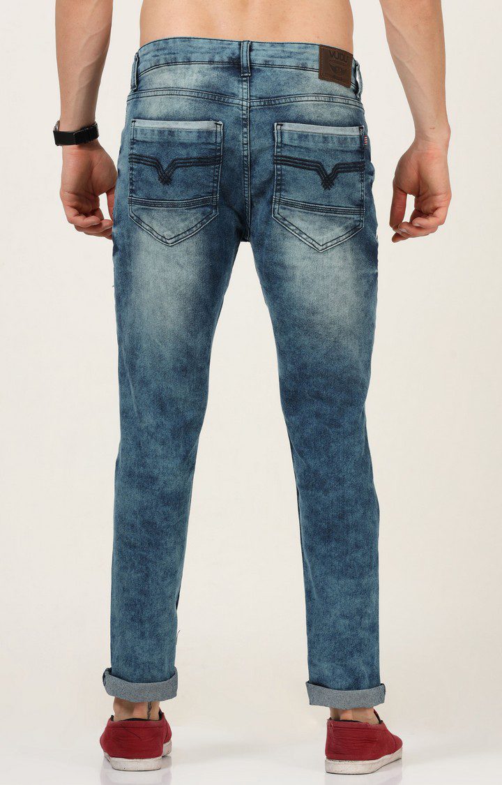 Men's Blue Cotton Slim Jeans