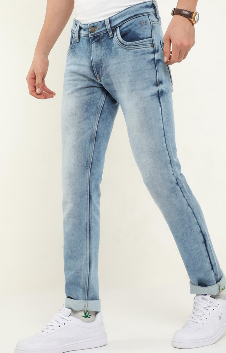 Men's Blue Cotton Slim Jeans