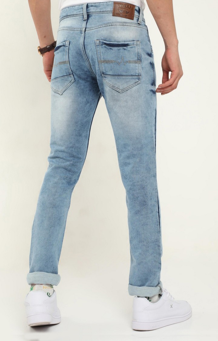 Men's Blue Cotton Slim Jeans