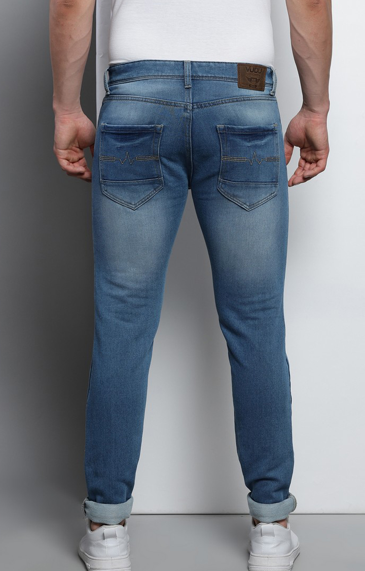 Men's Blue Cotton Slim Jeans