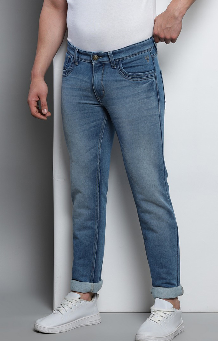 Men's Blue Cotton Slim Jeans