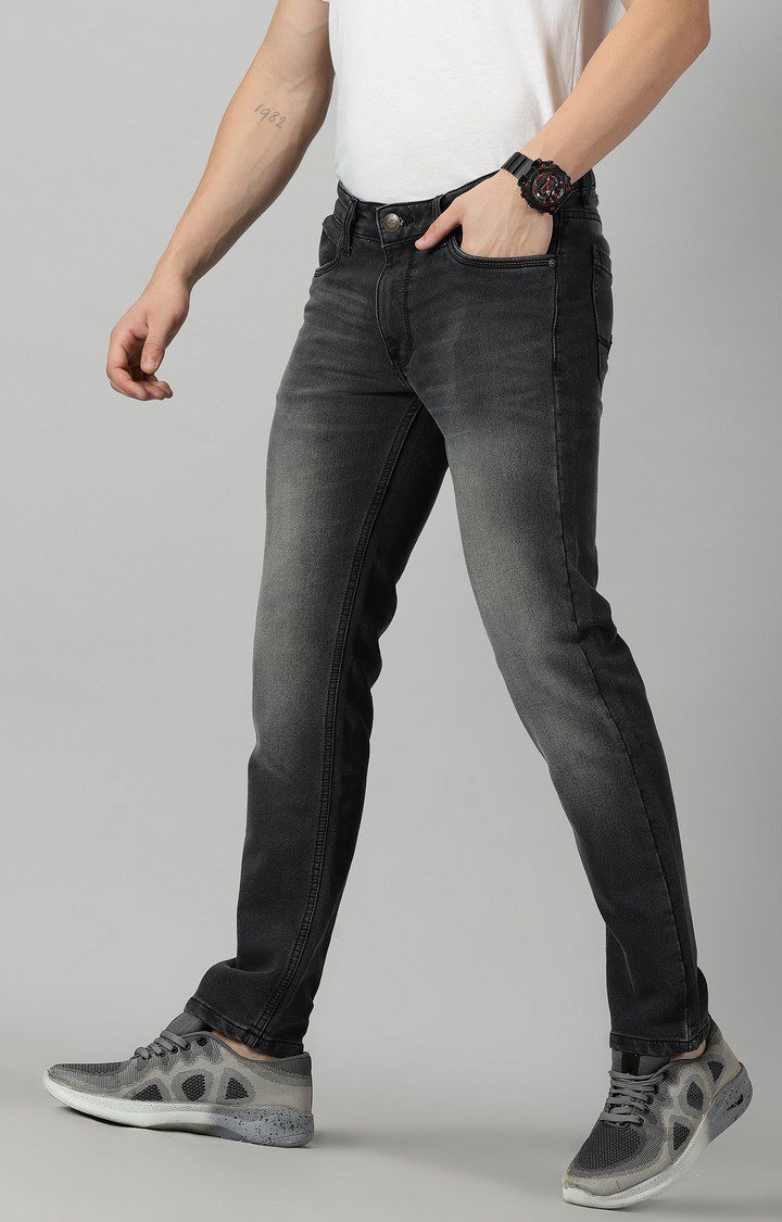 Men's Black Cotton Straight Jeans