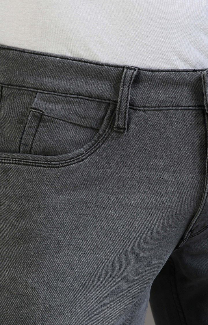 Men's Grey Cotton Straight Jeans