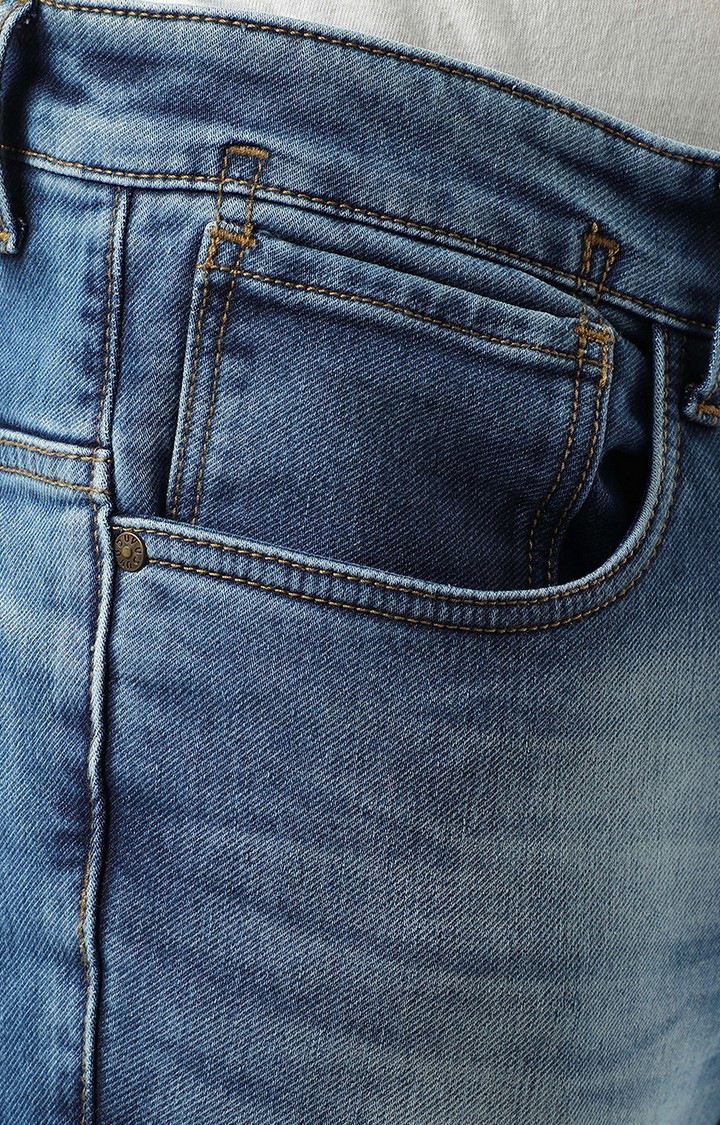 Men's Navy Blue Cotton Straight Jeans