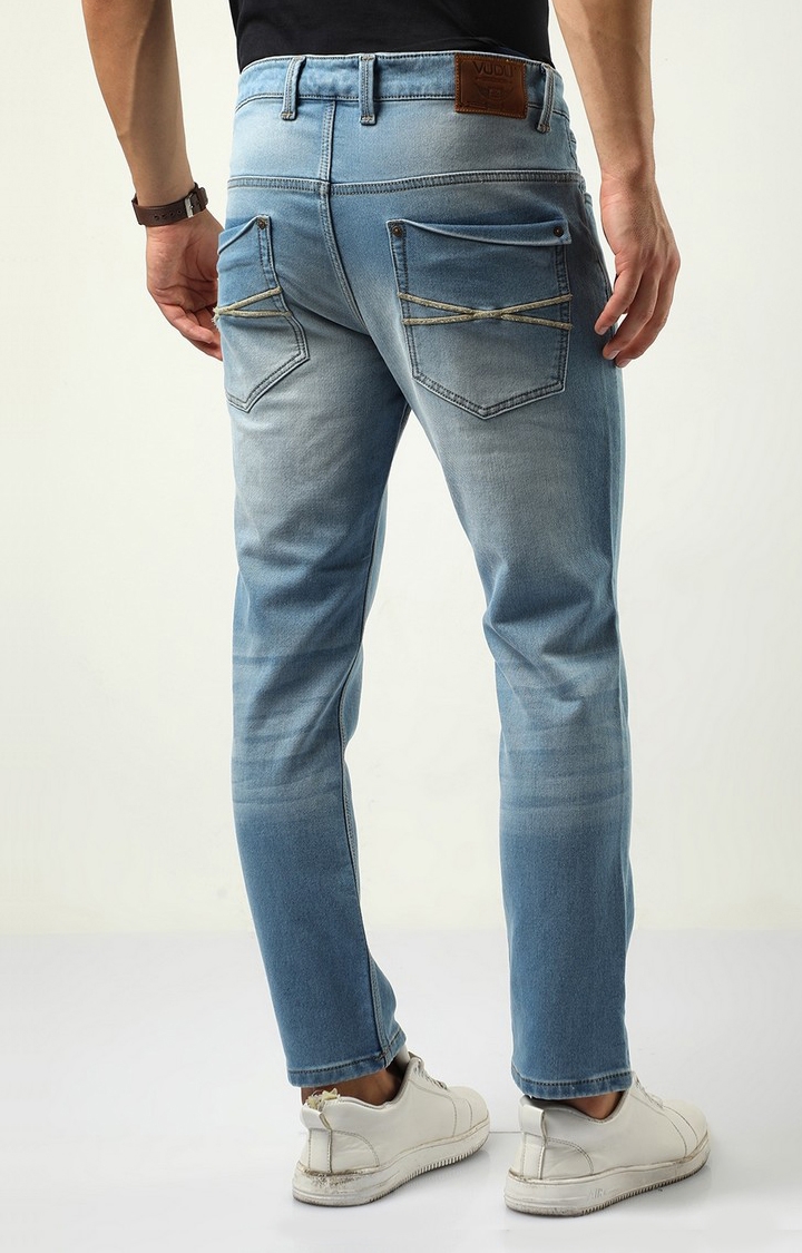Men's Blue Cotton Straight Jeans