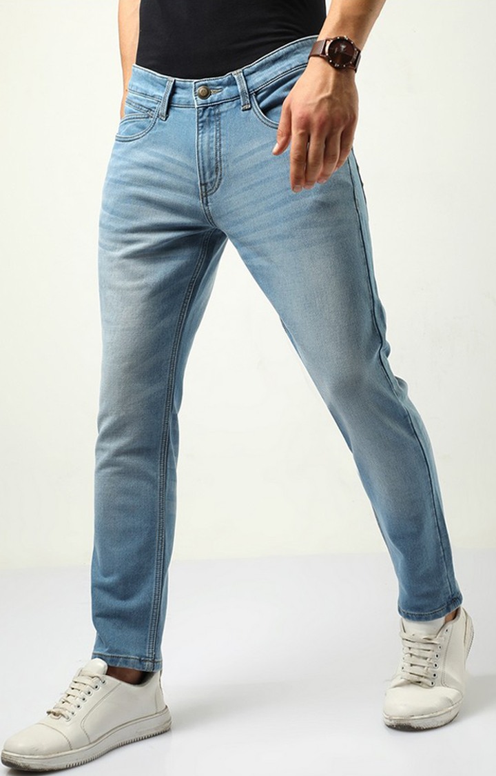 Men's Blue Cotton Straight Jeans