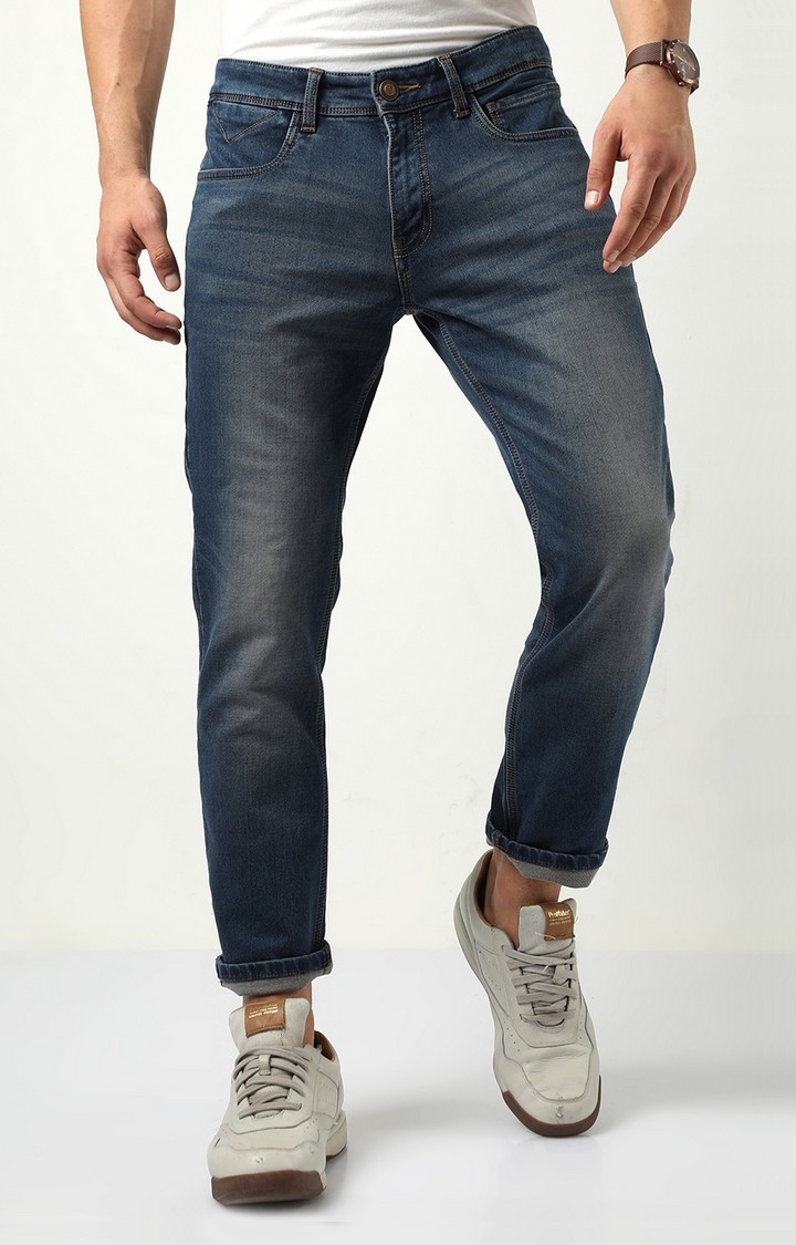 VUDU | Men's Navy Blue Cotton Slim Jeans