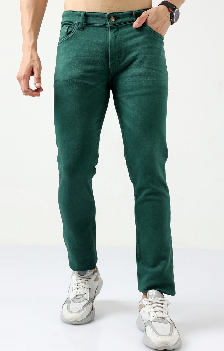 VUDU | Men's Green Cotton Slim Jeans