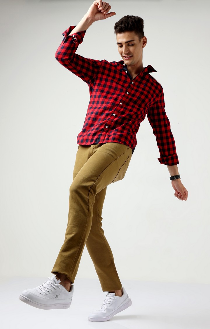 Men's Khaki Cotton Slim Jeans