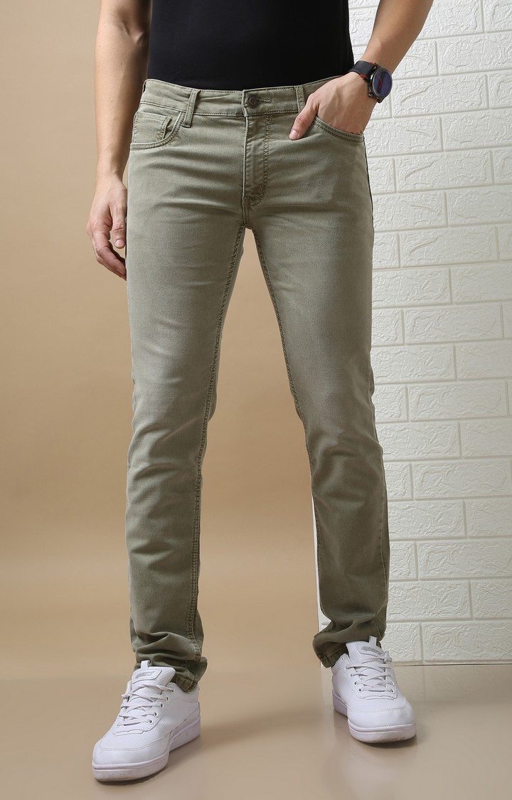 VUDU | Men's Brown Cotton Slim Jeans