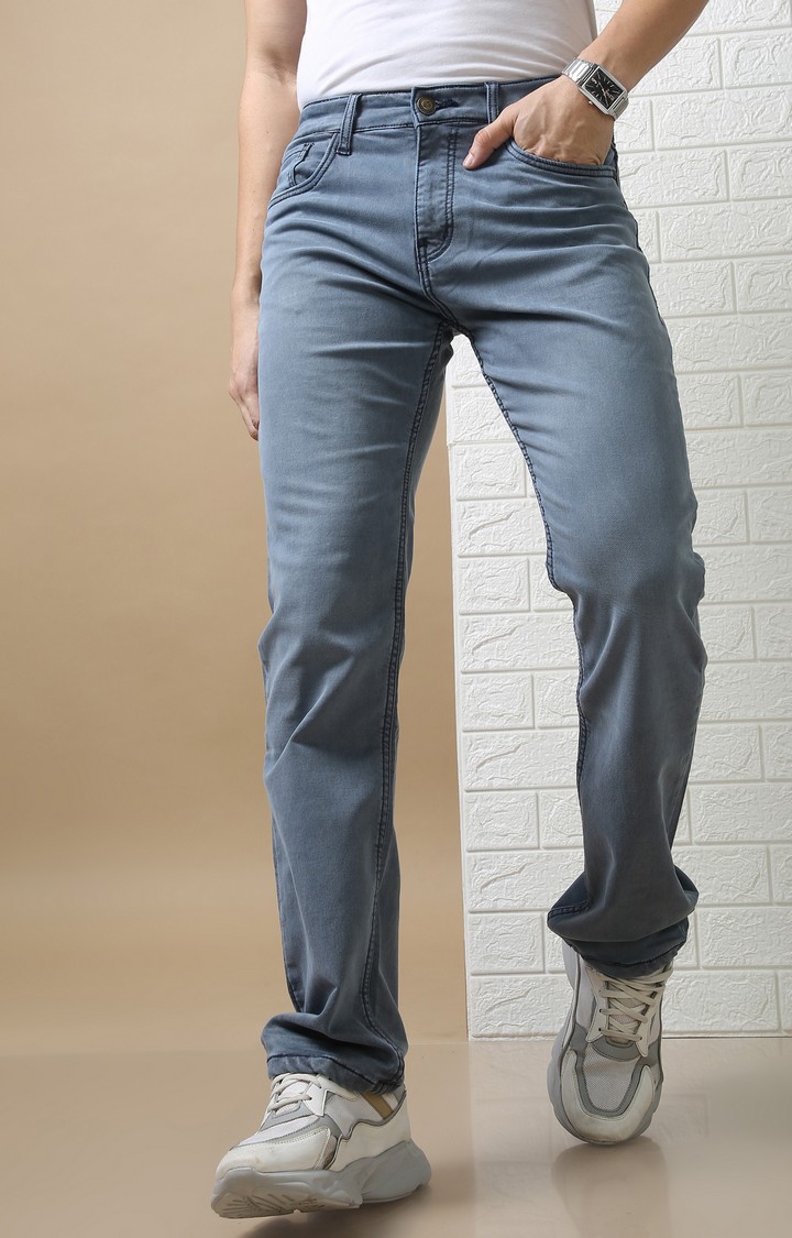 VUDU | Men's Grey Cotton Straight Jeans