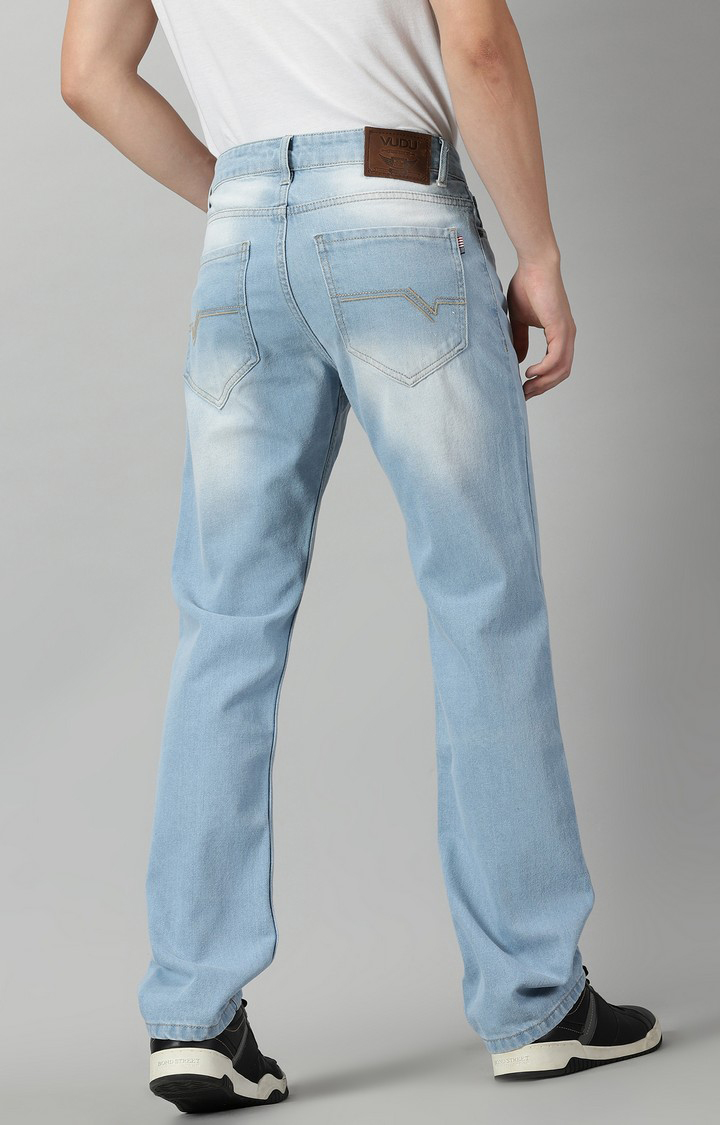 Men's Blue Cotton Straight Jeans