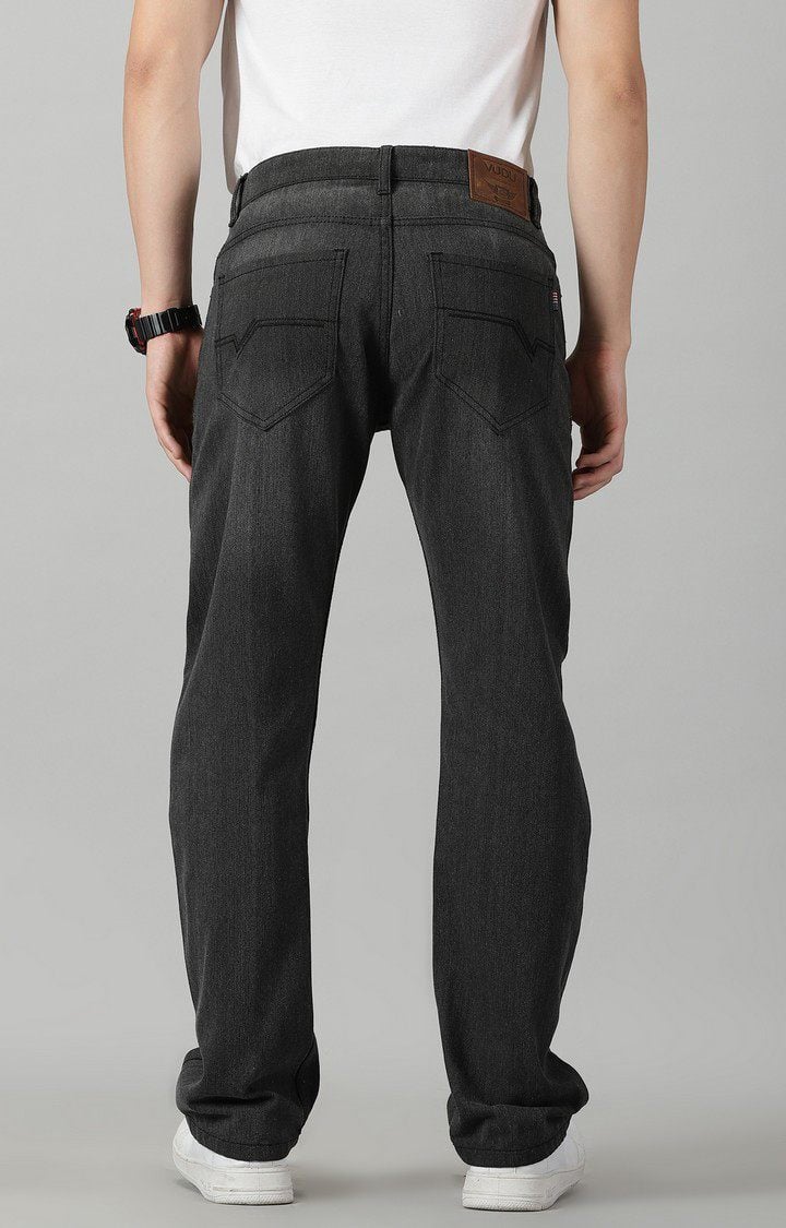 Men's Grey Cotton Straight Jeans