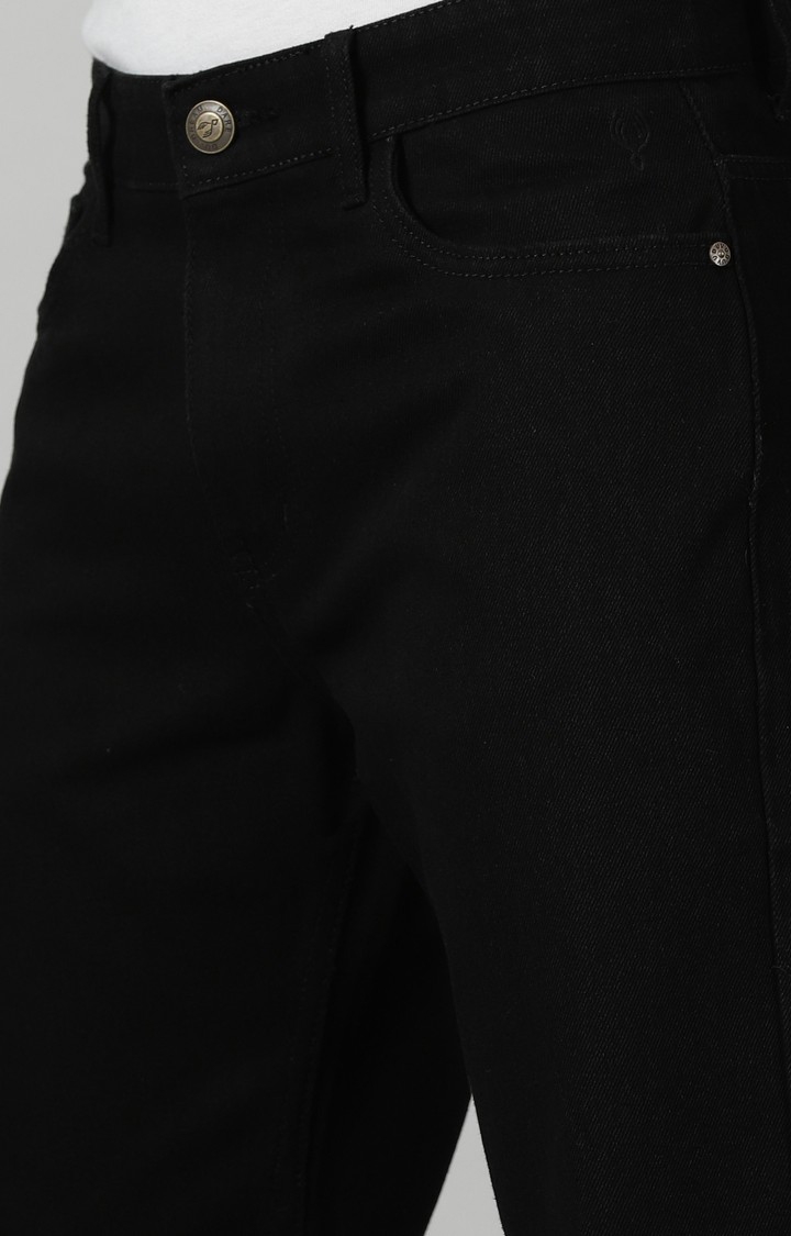 Men's Black Cotton Straight Jeans