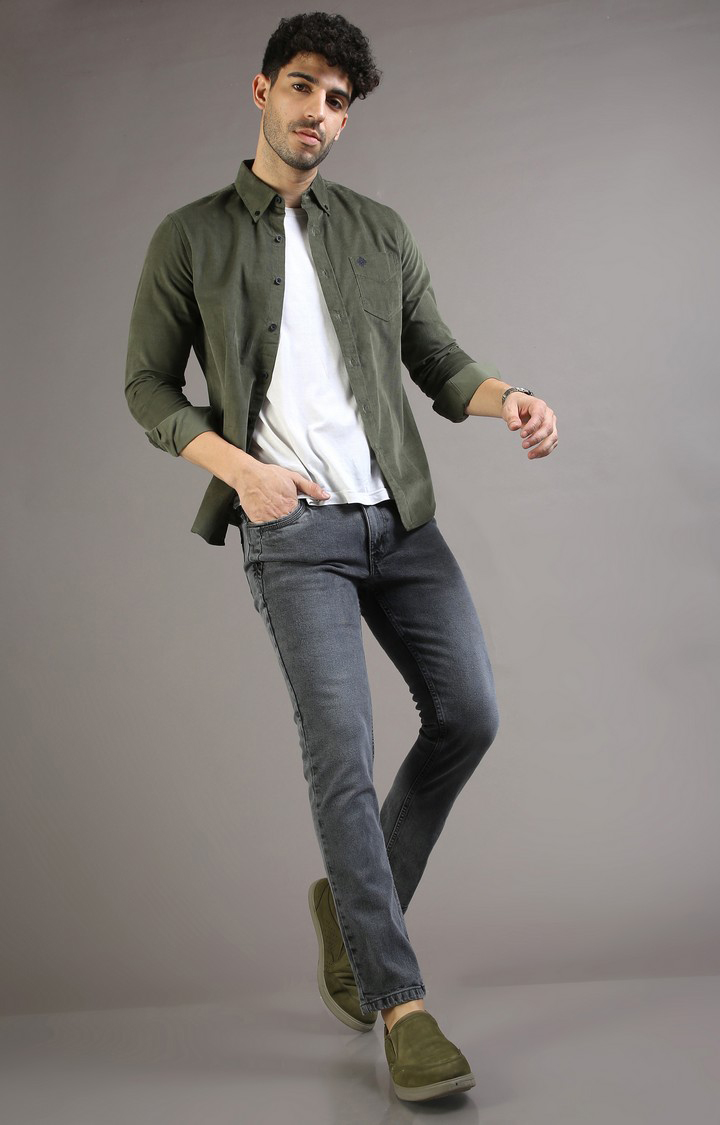 Men's Grey Cotton Slim Jeans