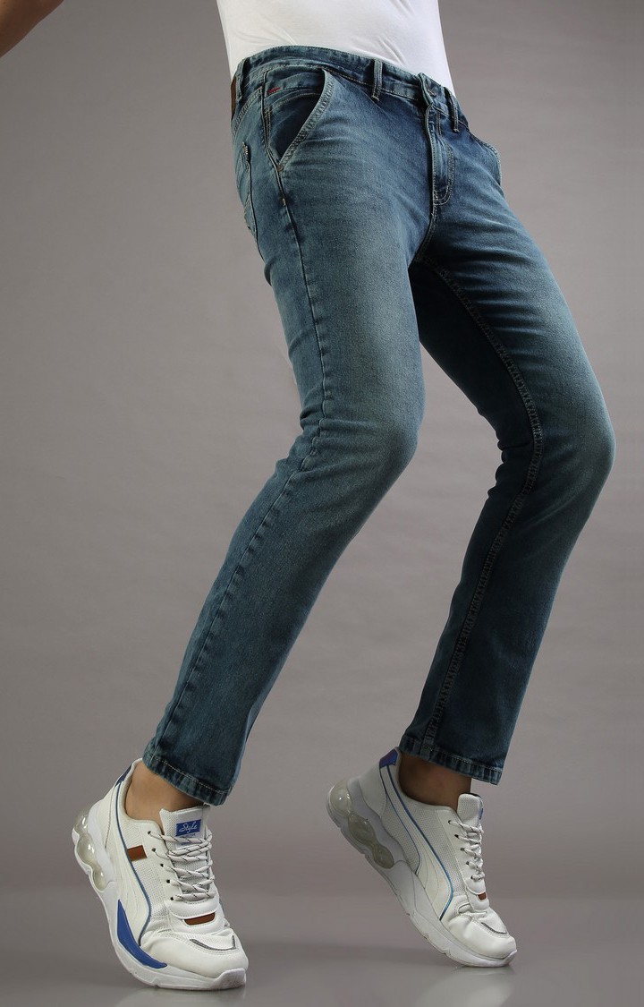 Men's Blue Cotton Slim Jeans