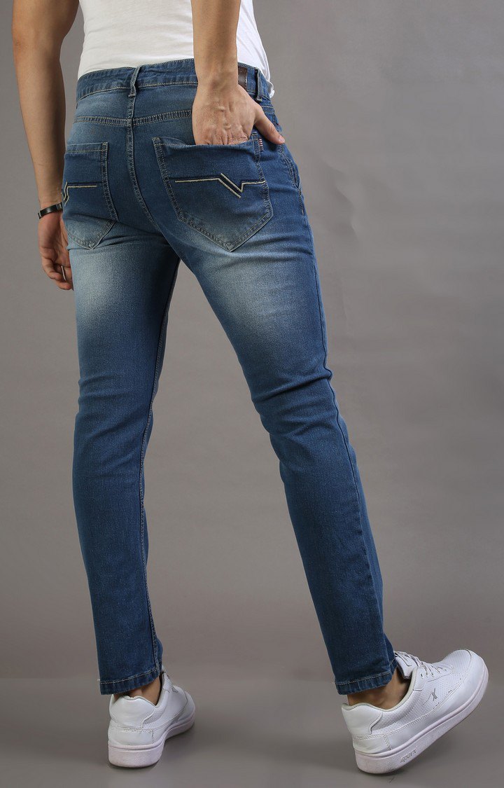 Men's Blue Cotton Slim Jeans