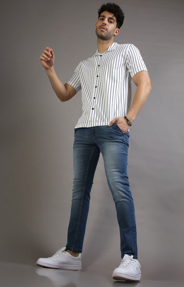 Men's Blue Cotton Slim Jeans