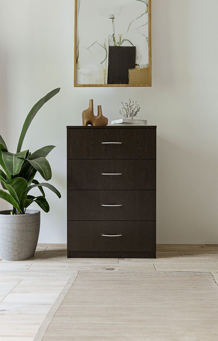 NEUDOT Boho Engineered Wood Free Standing Chest of Drawers/Wooden Dresser/Storage Cabinet/Organiser Unit For Home - Wenge, Knock Down /1 Year Warranty