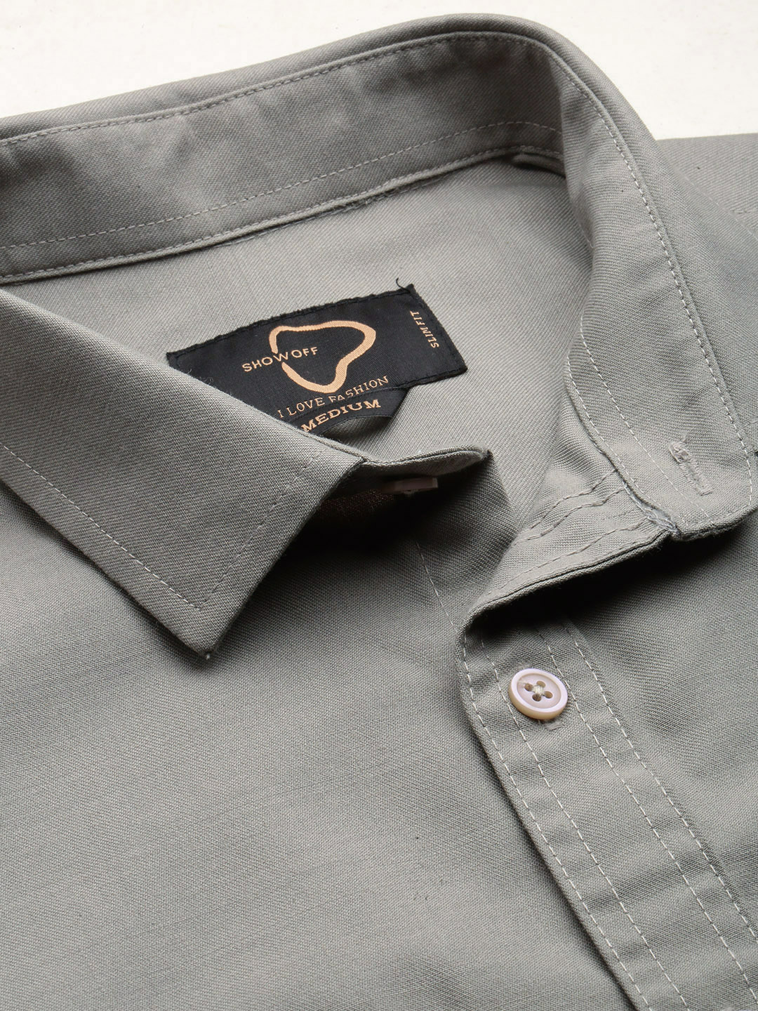 SHOWOFF Men's Spread Collar Solid Taupe Regular Fit Shirt