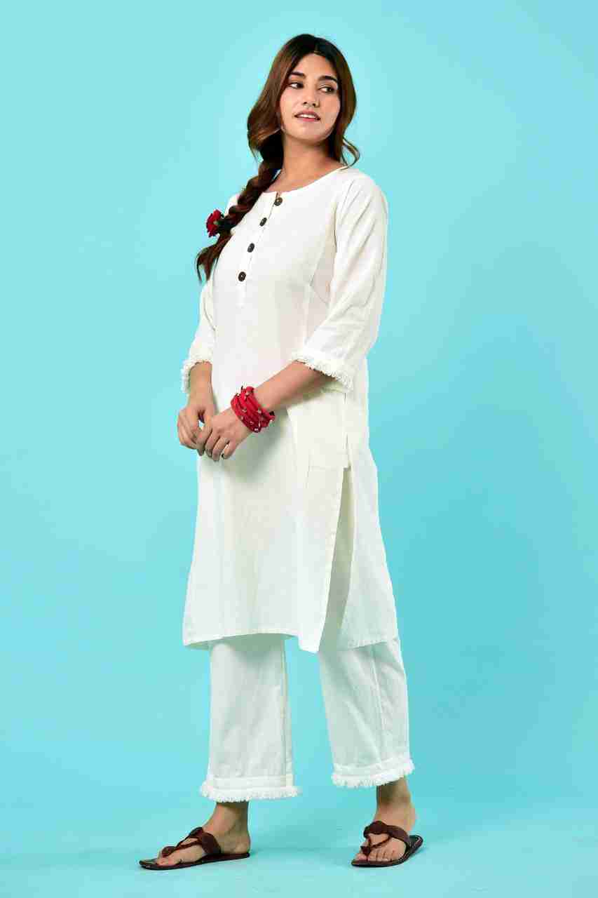 Naksh White Co-ordinated Kurta and Pants ( Set of 2 )