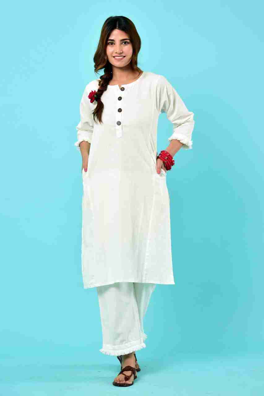 Naksh White Co-ordinated Kurta and Pants ( Set of 2 )
