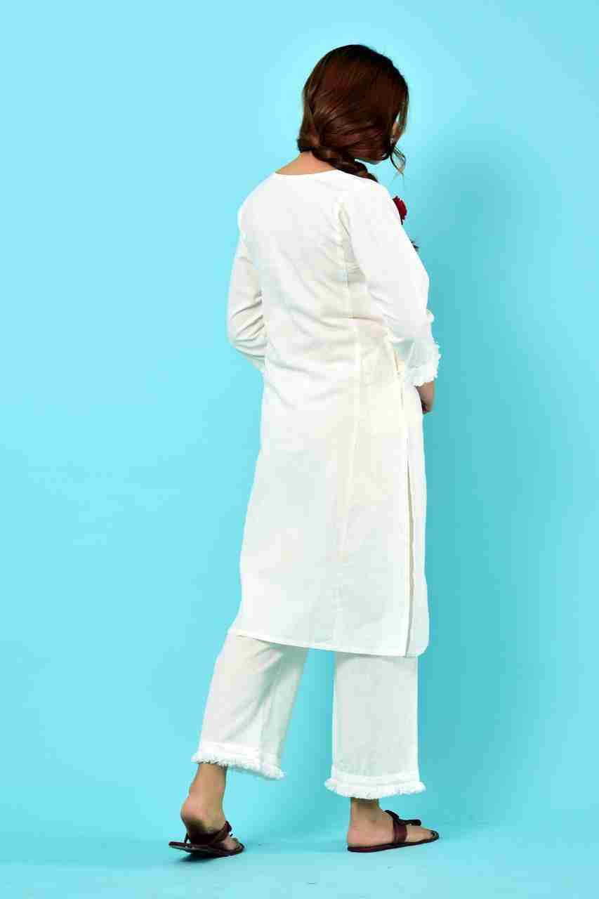 Naksh White Co-ordinated Kurta and Pants ( Set of 2 )