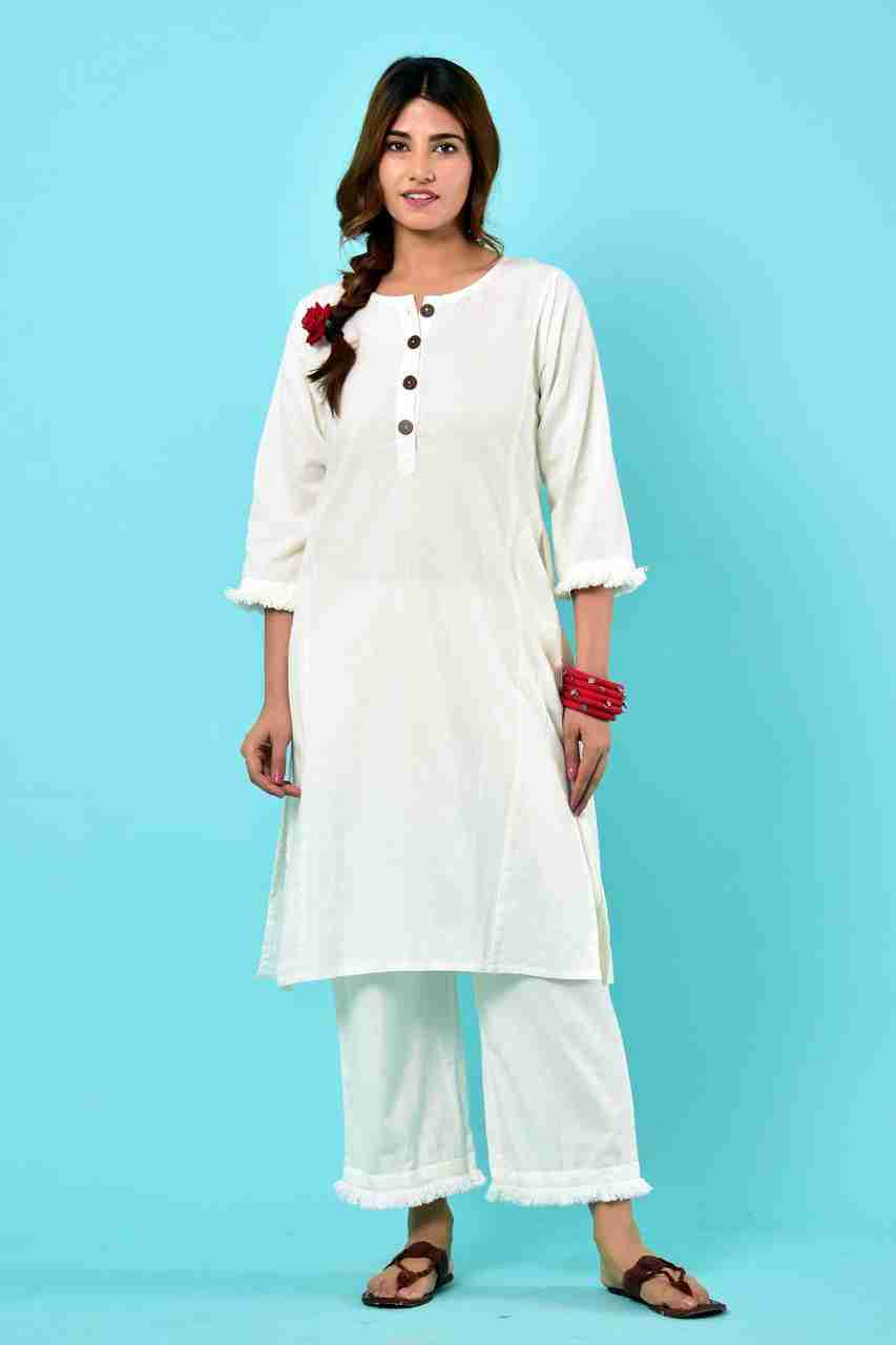 Naksh White Co-ordinated Kurta and Pants ( Set of 2 )