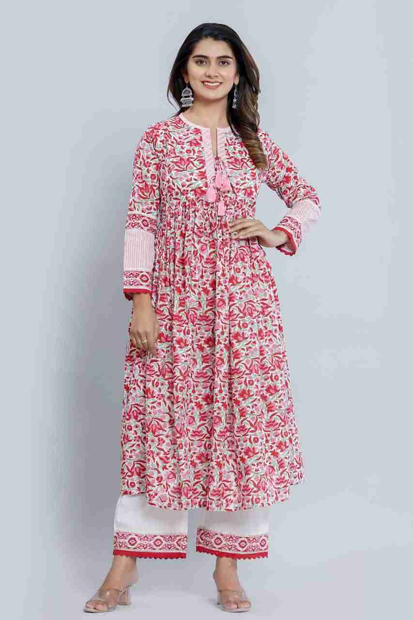 Naksh White Gathered Kurta Dupatta and Pants (Set of 3)