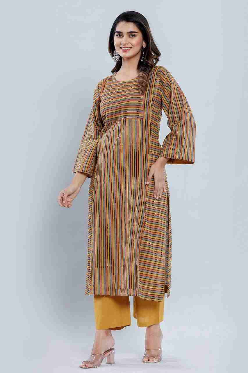 Naksh Orange Straight Kurta and Pants (Set of 2)