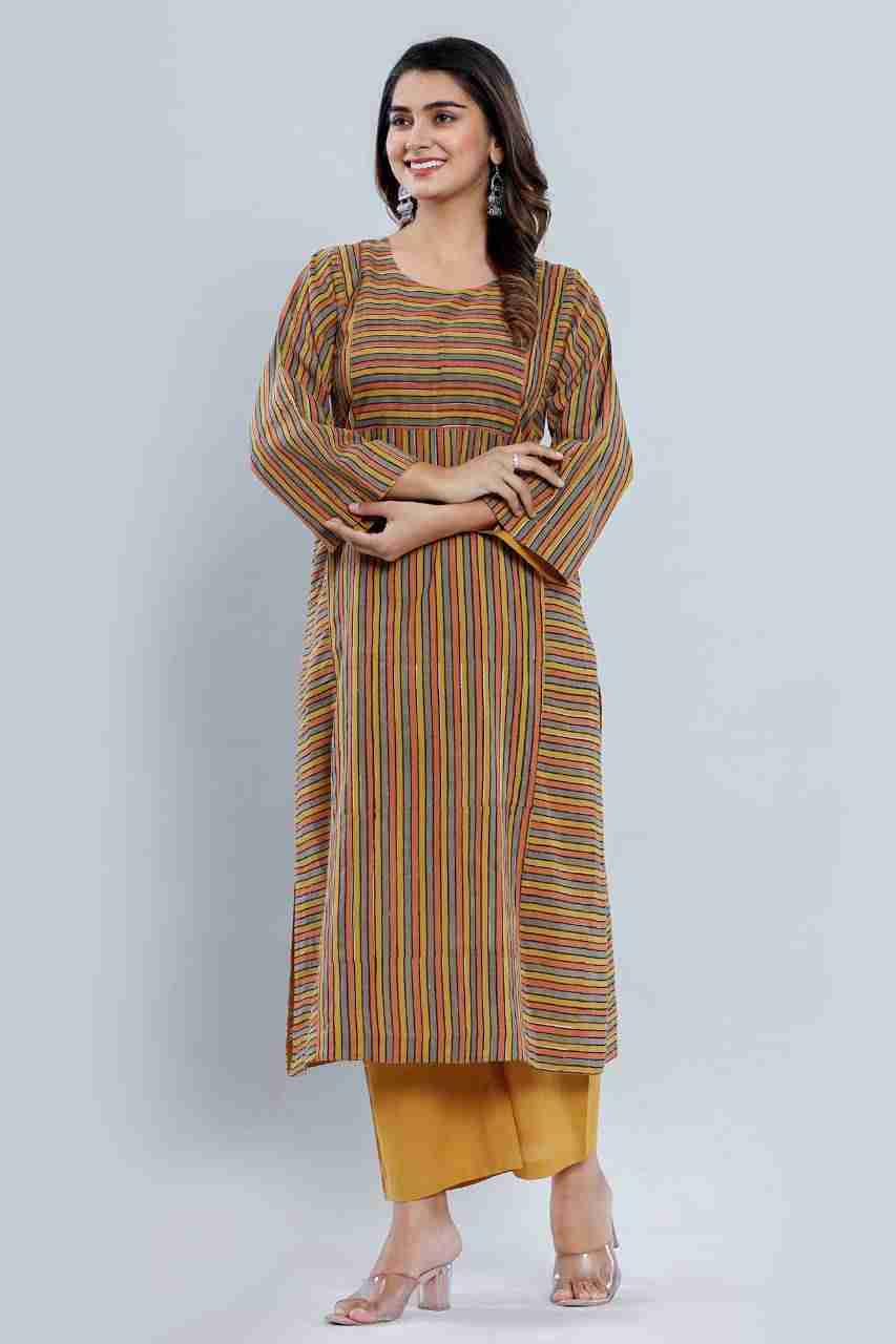 Naksh Orange Straight Kurta and Pants (Set of 2)