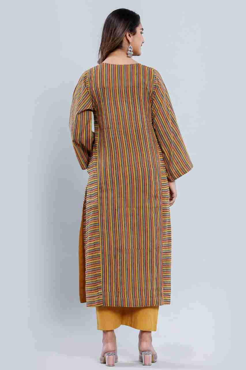 Naksh Orange Straight Kurta and Pants (Set of 2)