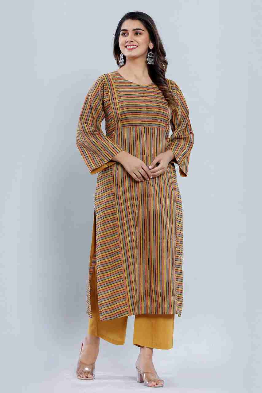 Naksh Orange Straight Kurta and Pants (Set of 2)
