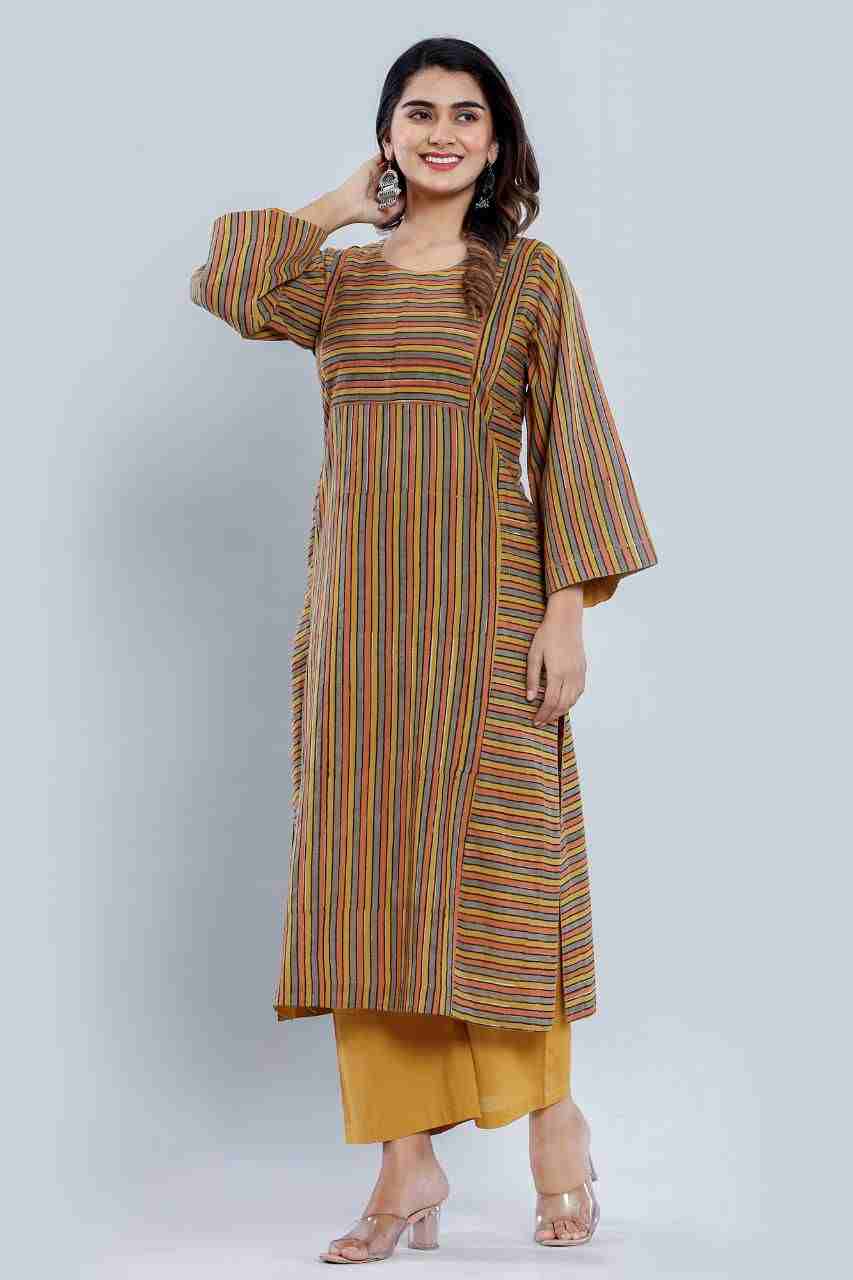 Naksh Orange Straight Kurta and Pants (Set of 2)