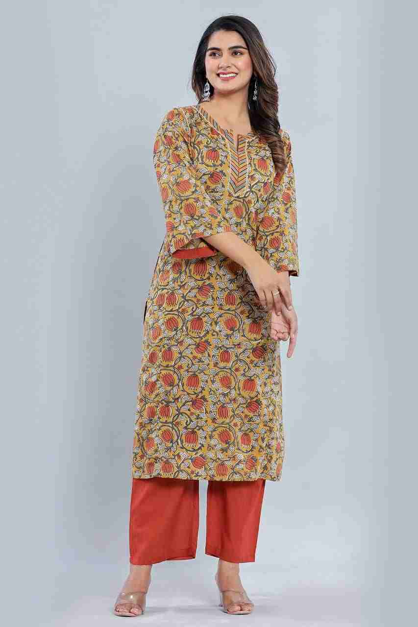 Naksh Beige Floral Straight Kurta and Pants (Set of 2)