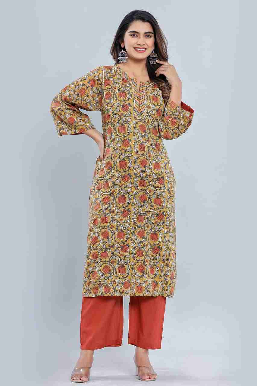 Naksh Beige Floral Straight Kurta and Pants (Set of 2)