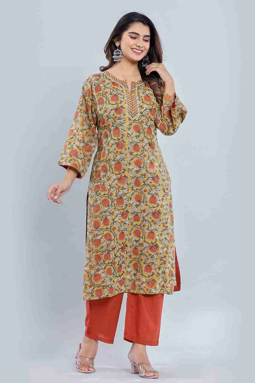 Naksh Beige Floral Straight Kurta and Pants (Set of 2)