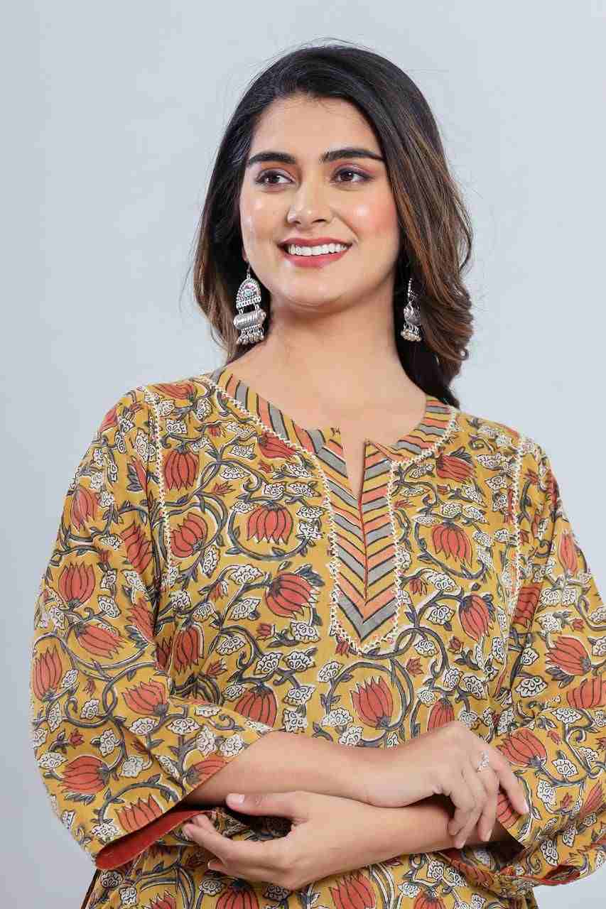 Naksh Beige Floral Straight Kurta and Pants (Set of 2)