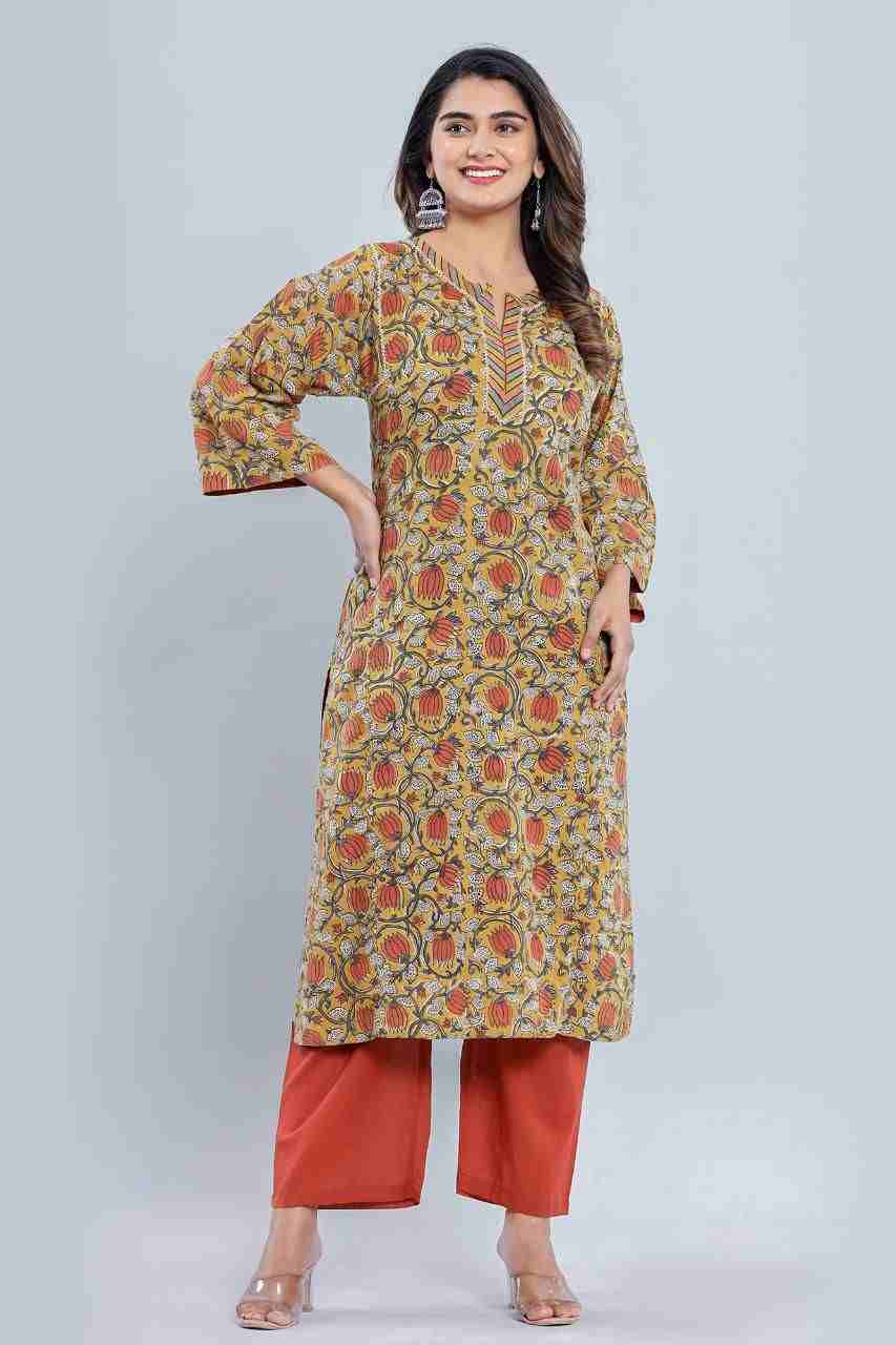 Naksh Beige Floral Straight Kurta and Pants (Set of 2)