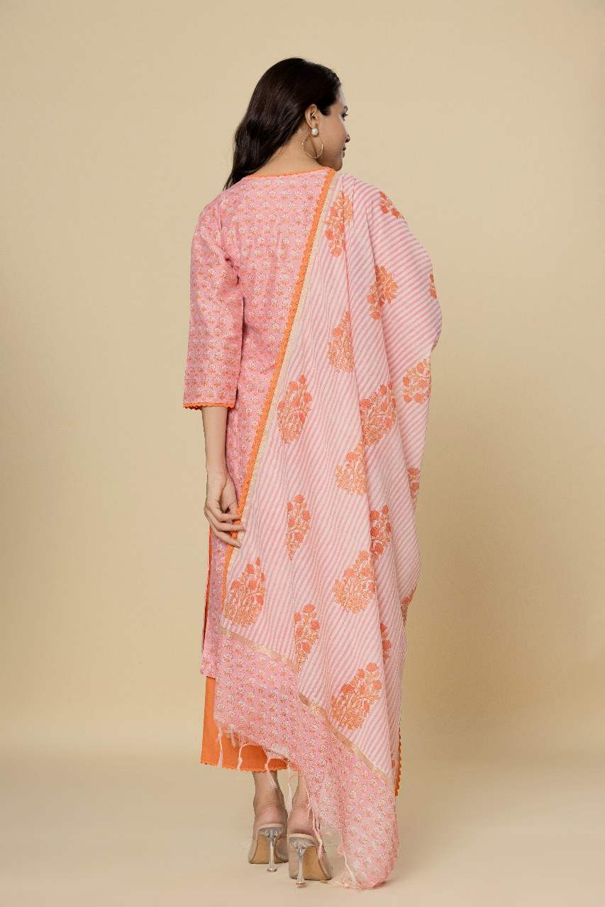 Naksh Chanderi Straight Kurta,Pants and Dupatta (Set of 3)