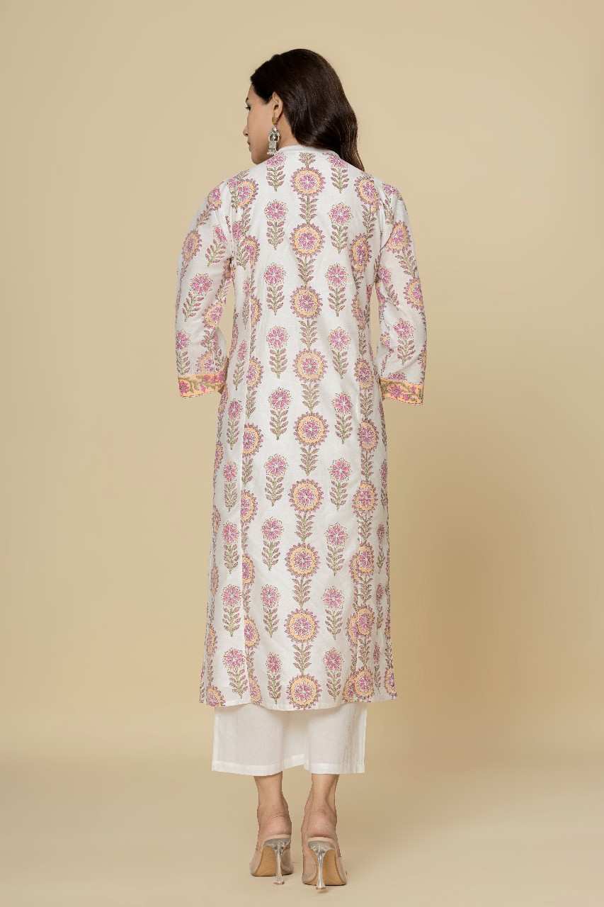 Naksh White Chanderi Straight Kurta
