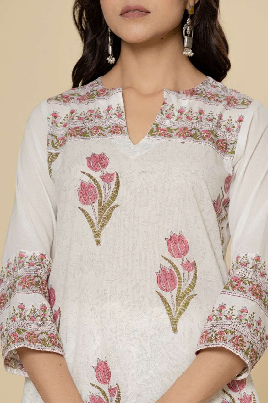 Naksh White Printed Straight Kurta With Dupatta (Set of 2)