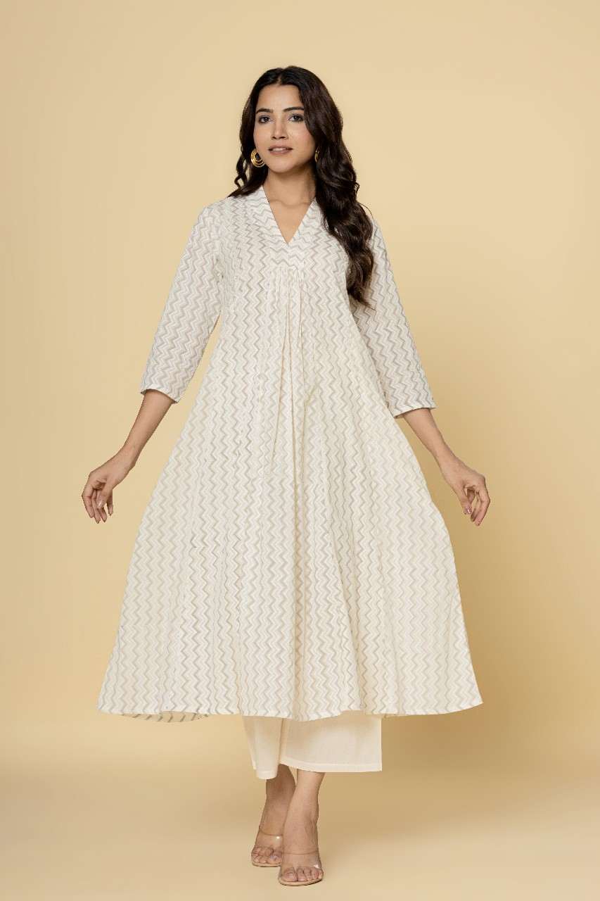 Naksh Off-White Khadi Printed Kurta And Pants(Set of 2)