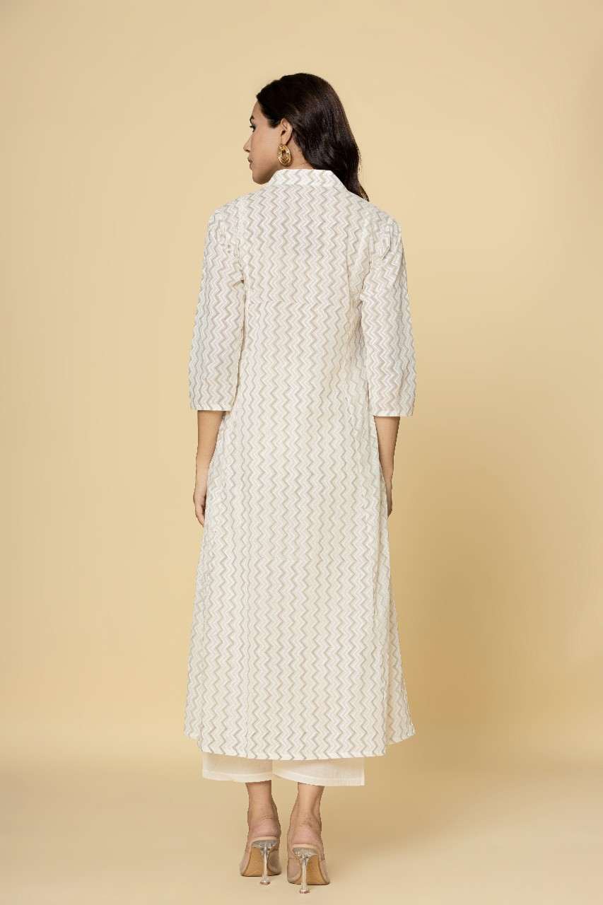 Naksh Off-White Khadi Printed Kurta And Pants(Set of 2)